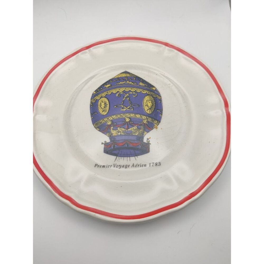 Vintage Longchamp  Premier Voyage Aerien, la minerve, globe dirige Balloon Plate